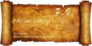 Pápa Iván névjegykártya