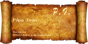 Pápa Iván névjegykártya